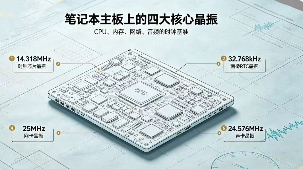笔记本电脑CPU及主板晶振详解：四大核心晶振功能与故障分析