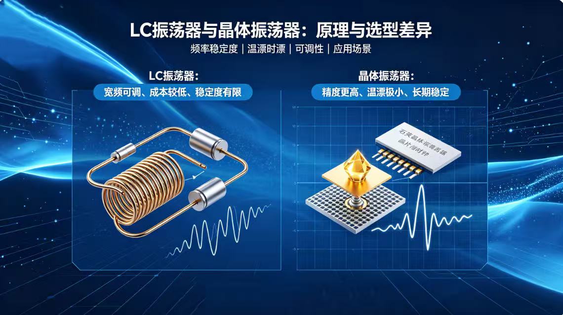 LC振荡器与晶体振荡器区别详解：选型对比与频率稳定度分析